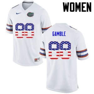 Women's Florida Gators #88 Kemore Gamble NCAA Nike White USA Flag Fashion Authentic Stitched College Football Jersey TFO1762GK